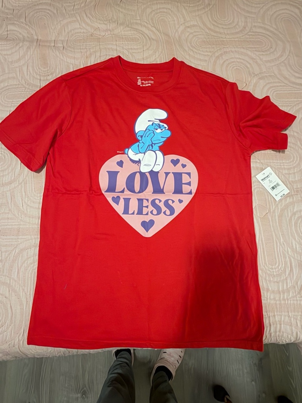 Red 'Loveless' Smurf Graphic Short Sleeve Tee